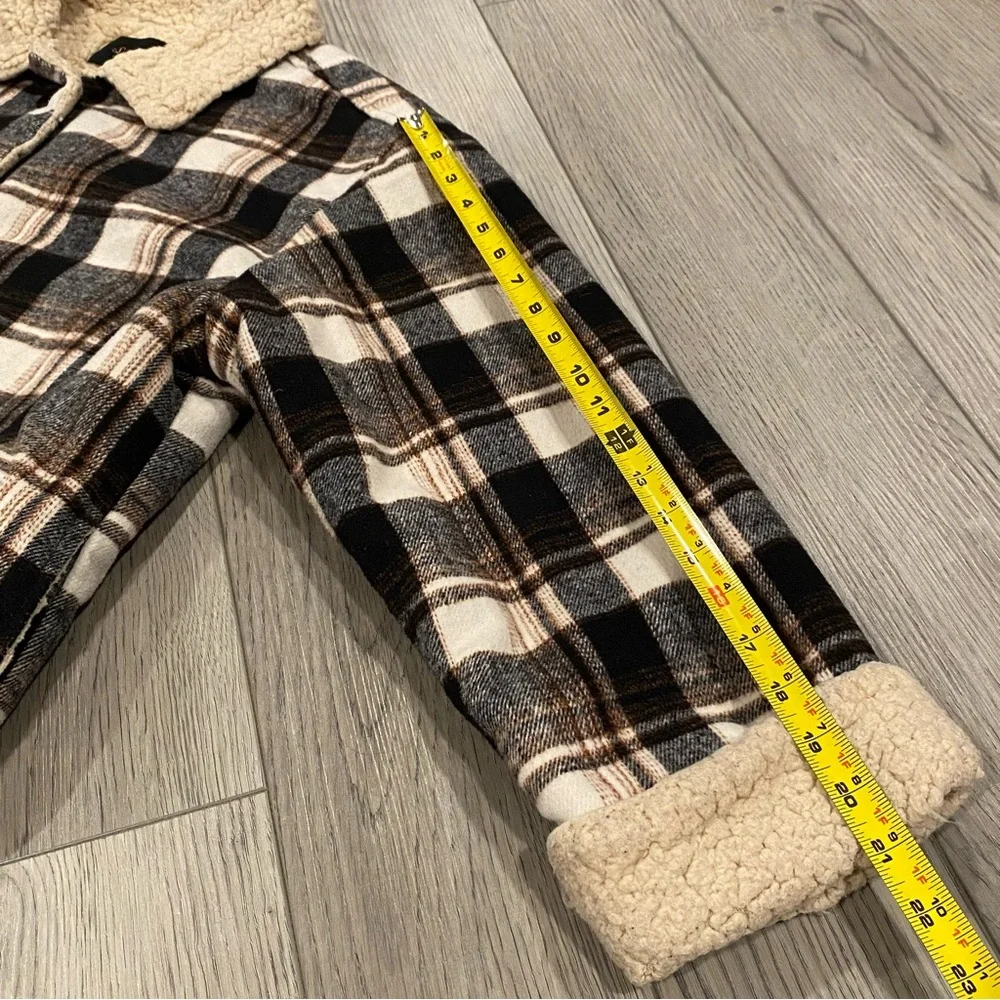 Sweet Rain Long Fleece Lined Jacket Shacket Coat Women’s M Plaid Button Pockets - Picture 12 of 13